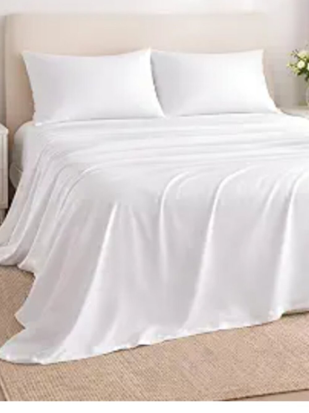 100% Cotton Queen Sheets Set - White